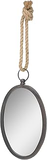 Stonebriar Oval Nautical Mirror for Wall with Hanging Loop, Unique Home DÃ©cor for Bathroom, Bedroom, Office, or Hallway, Large Grey