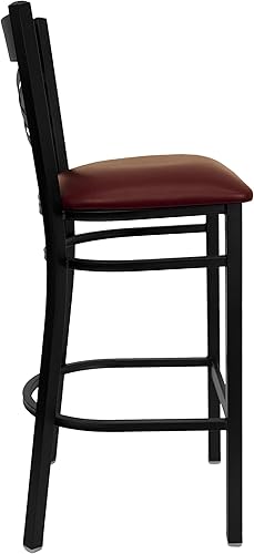 Miniatura 4 de Flash Furniture HERCULES Series Black ''X'' Back Metal Restaurant Barstool Asiento de vinilo borgoña
