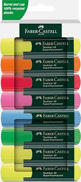 Faber-Castell Fosforlu Kalem Seti, 8 li, Su Bazl  M rekkep, Kesik U , 3 Farkl   izgi Kal nl , Yeniden Doldurulabilir