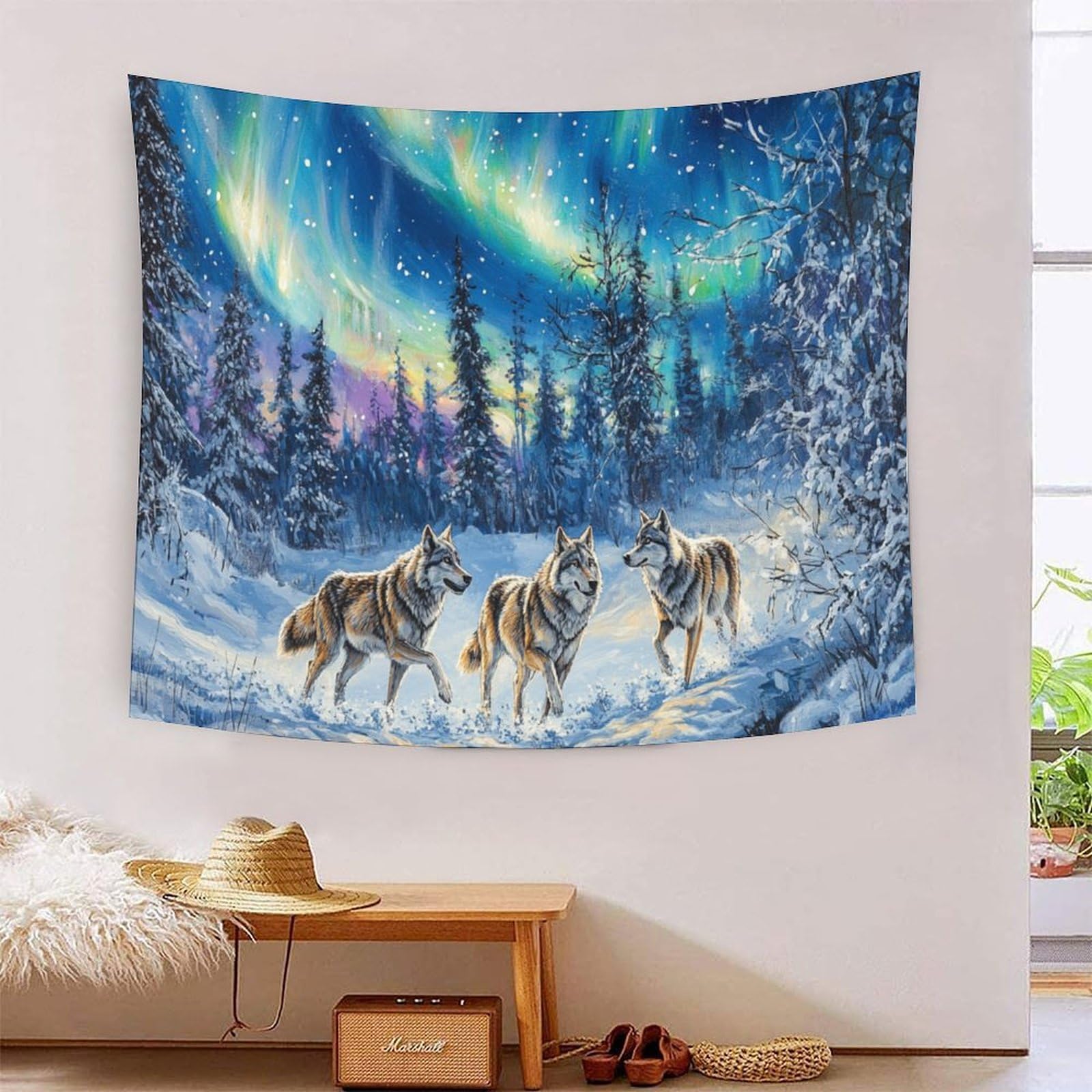 DCABEIOOE Wolf 3D Printing Tapestry for Living Room Bedroom Decorations Wall Hanging Home Decor Bedding 100cmx150cm