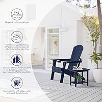 Vista 5 de Plawdlik Silla plegable Adirondack, probada por SGS, con textura de madera y portavasos, resistente a todo tipo de clima, HDPE, cómoda, para Azul