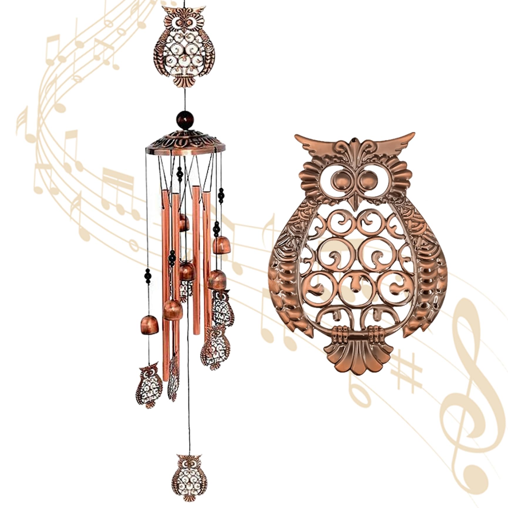 Wind Chime Civetta Retro - Campane Vento Giardino 90 Cm Ferro - Foto 9