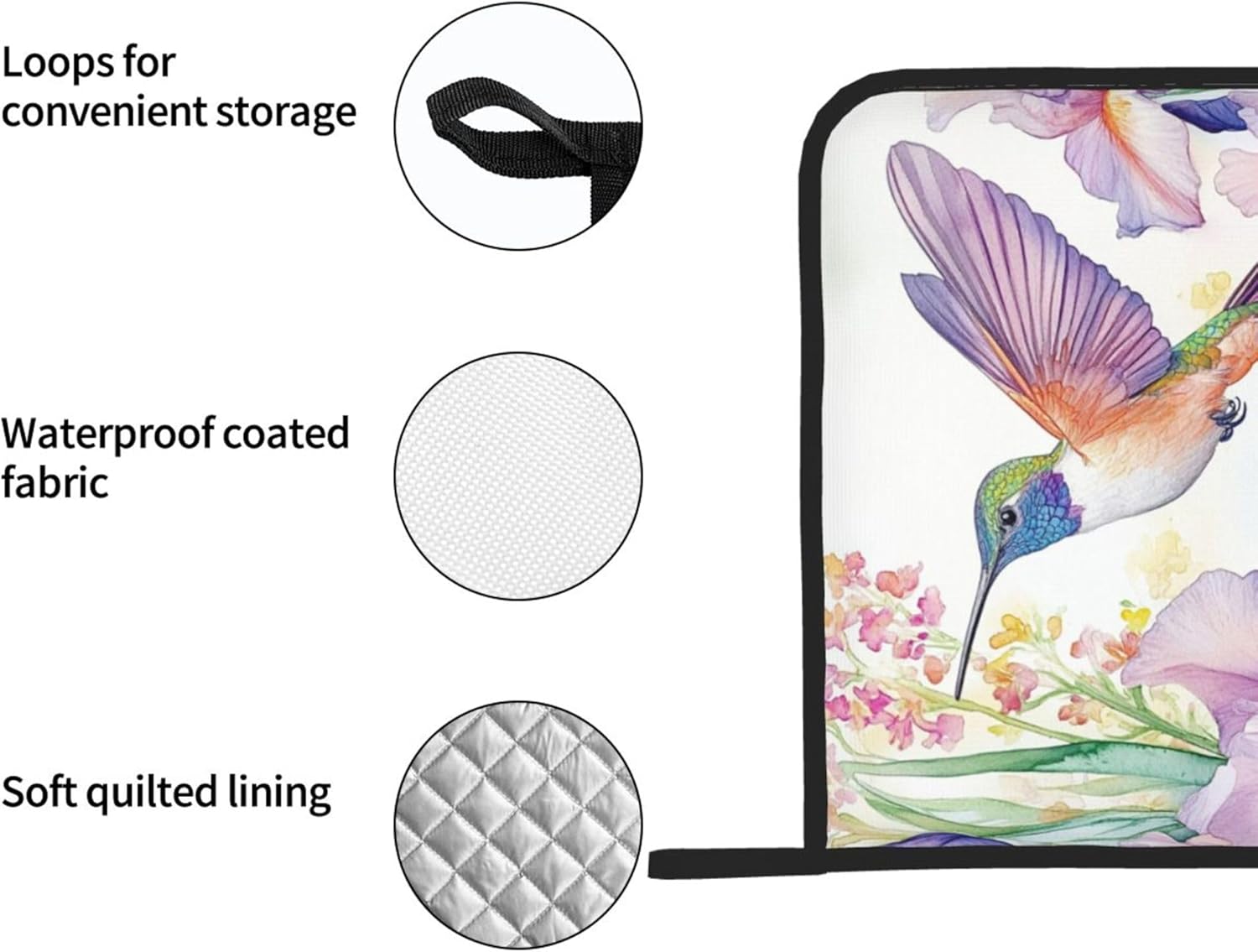 Spring Floral Hummingbirds Pot Holders Set of 2 Summer Botanical Kitchen Decorative Heat Resistant Potholder Cotton Lining Oven Hot Pads for Kitchen Cooking Baking Microwave Oven End Dishes BBQ Gifts - Image 3