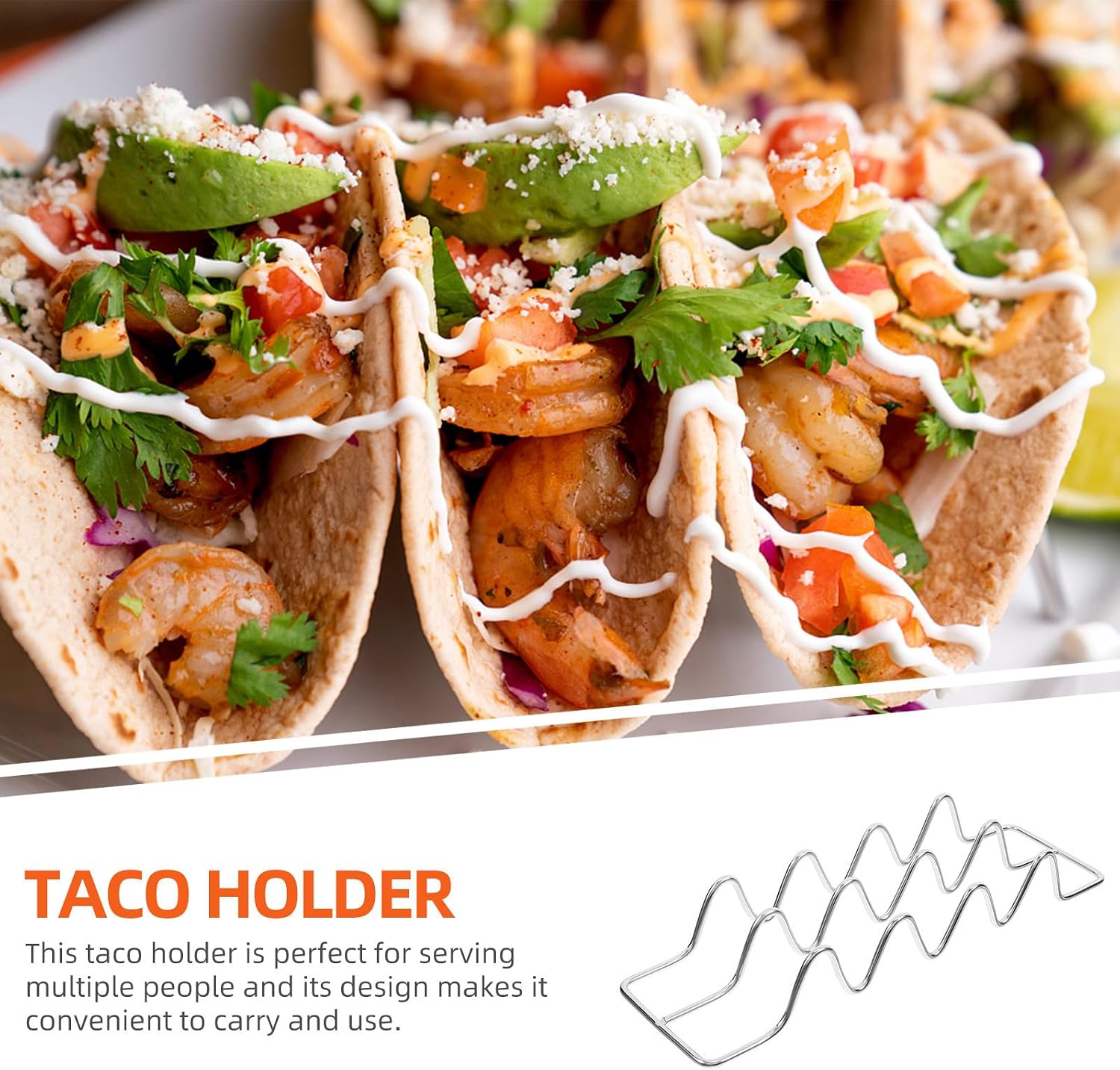 2 Piece Stainless Steel Taco Holder Rack for 4 Tacos with Handle