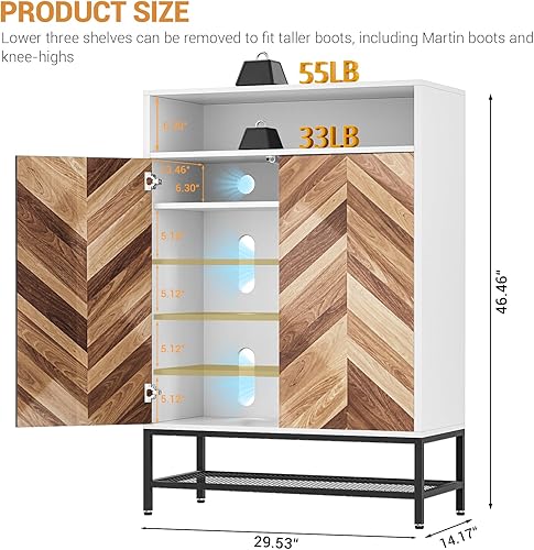 Miniatura 2 de Likein Armario de almacenamiento moderno con 2 puertas, armario de acento blanco con almacenamiento, aparador de madera independiente con estantes