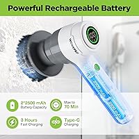 Vista 3 de WORKPRO 8V Electric Spin Scrubber, 3-Speed Adjustable Shower Scrubber with 6 Replaceable Brush Heads, IPX6 Waterproof Electric Scrubber for Cleaning
