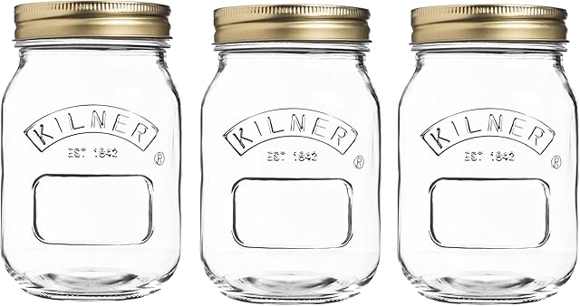 Kilner Set of 3 Preserve Jars | 0.5 Litre, 0.5L capacity | High quality vacuum seal | Perfect for preserving (0025.052)