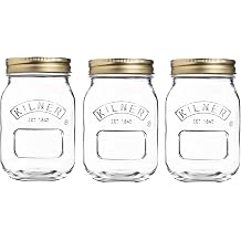 Kilner Set of 3, 0.5 Litre Round Glass Screw Top Lid Preservation Storage Jars
