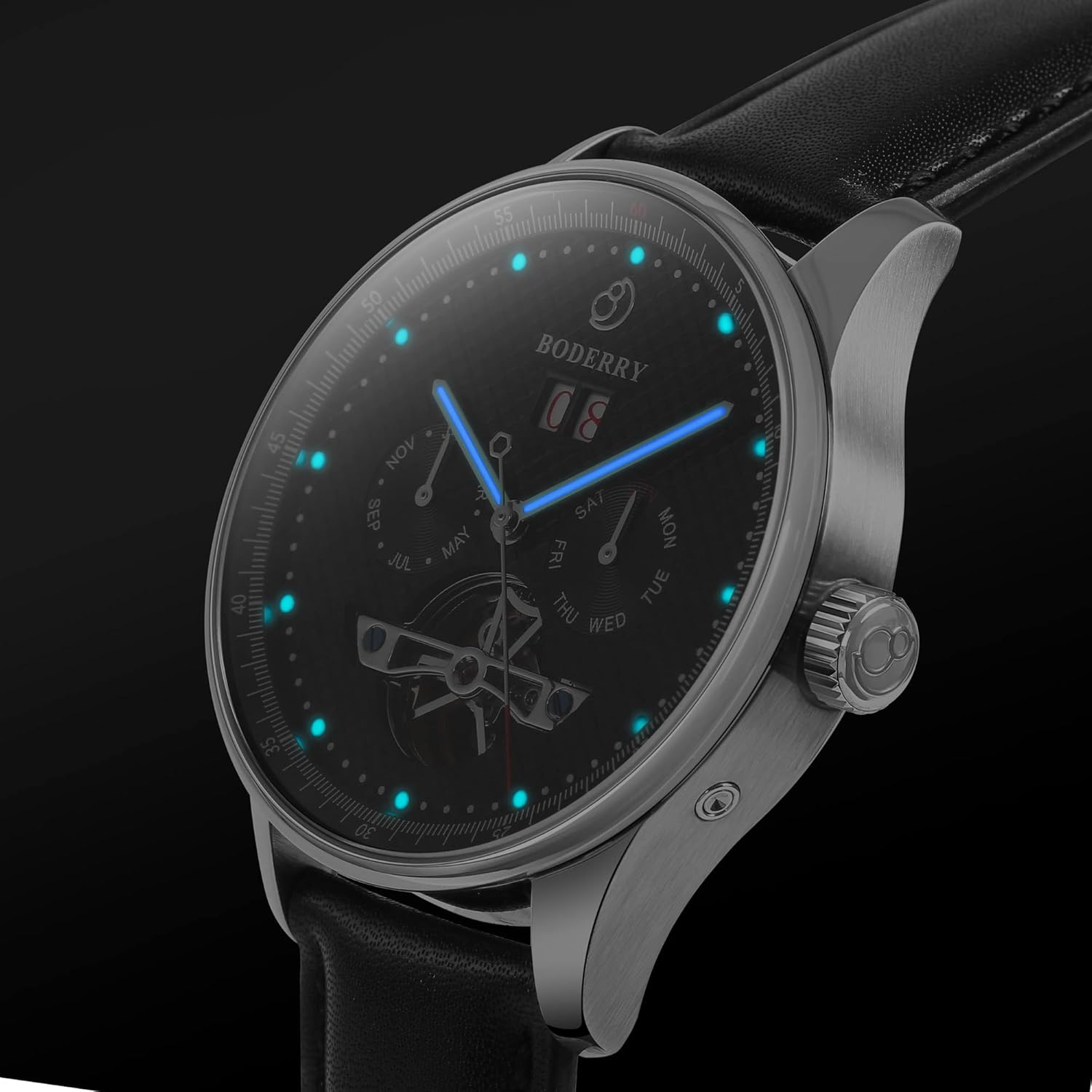 BODERRY Men's Automatic Skeleton Business Watch Luxurious