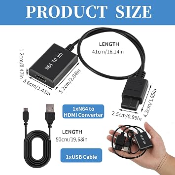 Game Console HD Adapter, Video Game Console HD Adapter, Compatible with N64 Game Consoles, Suitable for Classic Gaming Systems