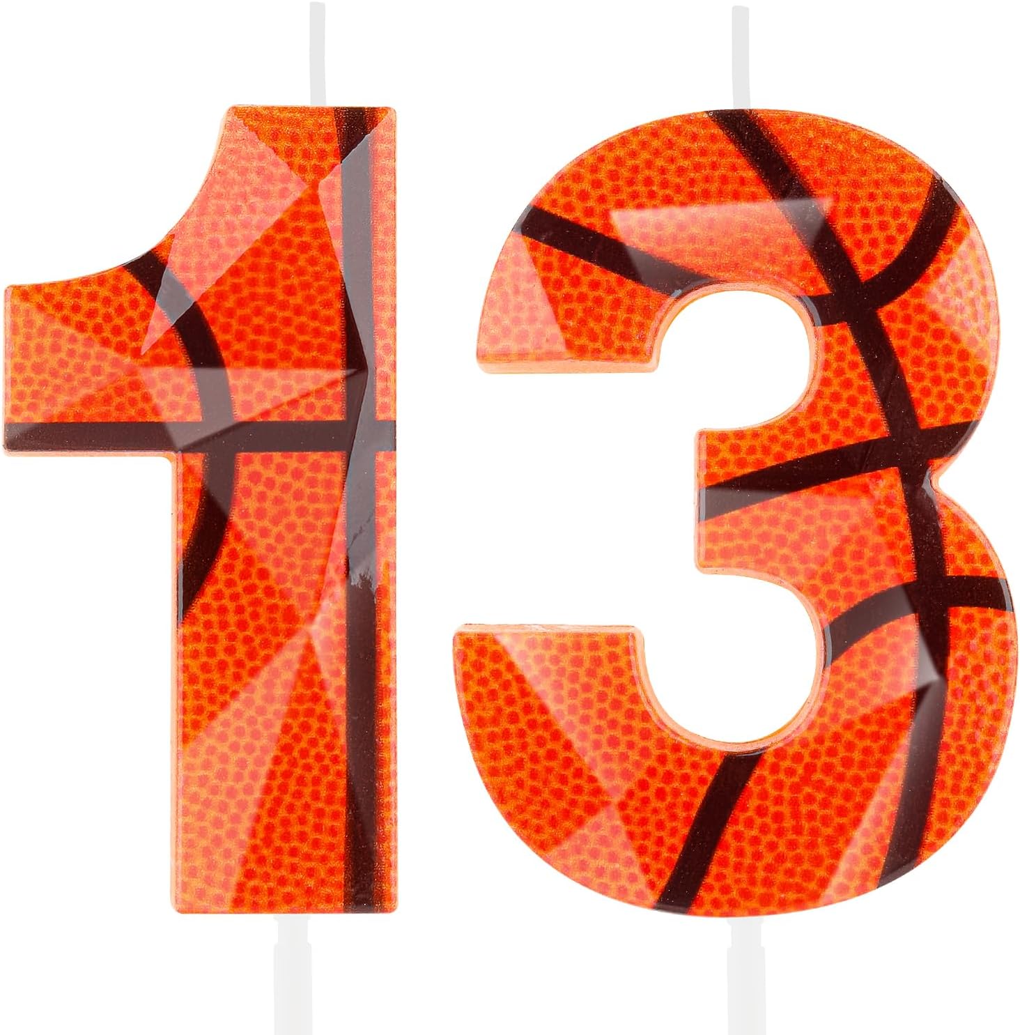 3D Basketball Number 13 Birthday Candles Orange 13th Happy Birthday Candle Premium Wax & 3D Diamond Design Basketball Themed Cake Topper Decorations for Boy Girl Kid Party Celebration Supplie