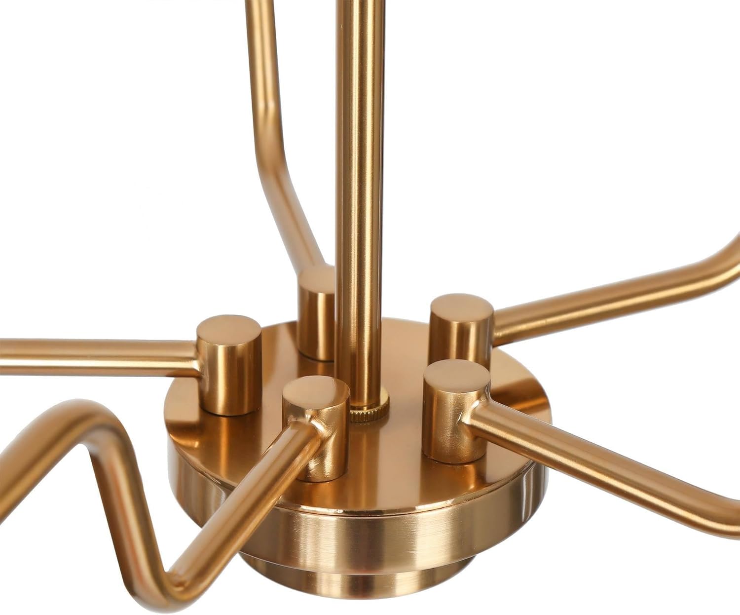 Large Gold Chandelier, Modern 5-Light Chandeliers for Dining Room, Brass Hanging Light Fxitures with Seeded Glass Shade for Kitchen, Bedroom and Living Room