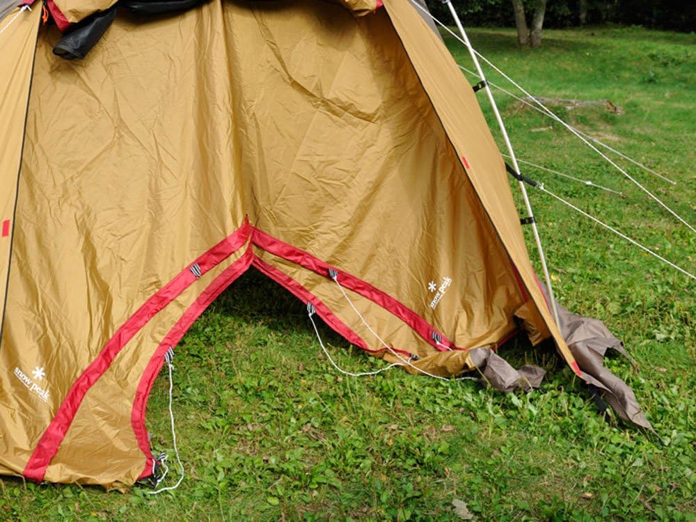 Snow Peak Tarp Mesh Shelter Tunnel TP-920T connected to a tent