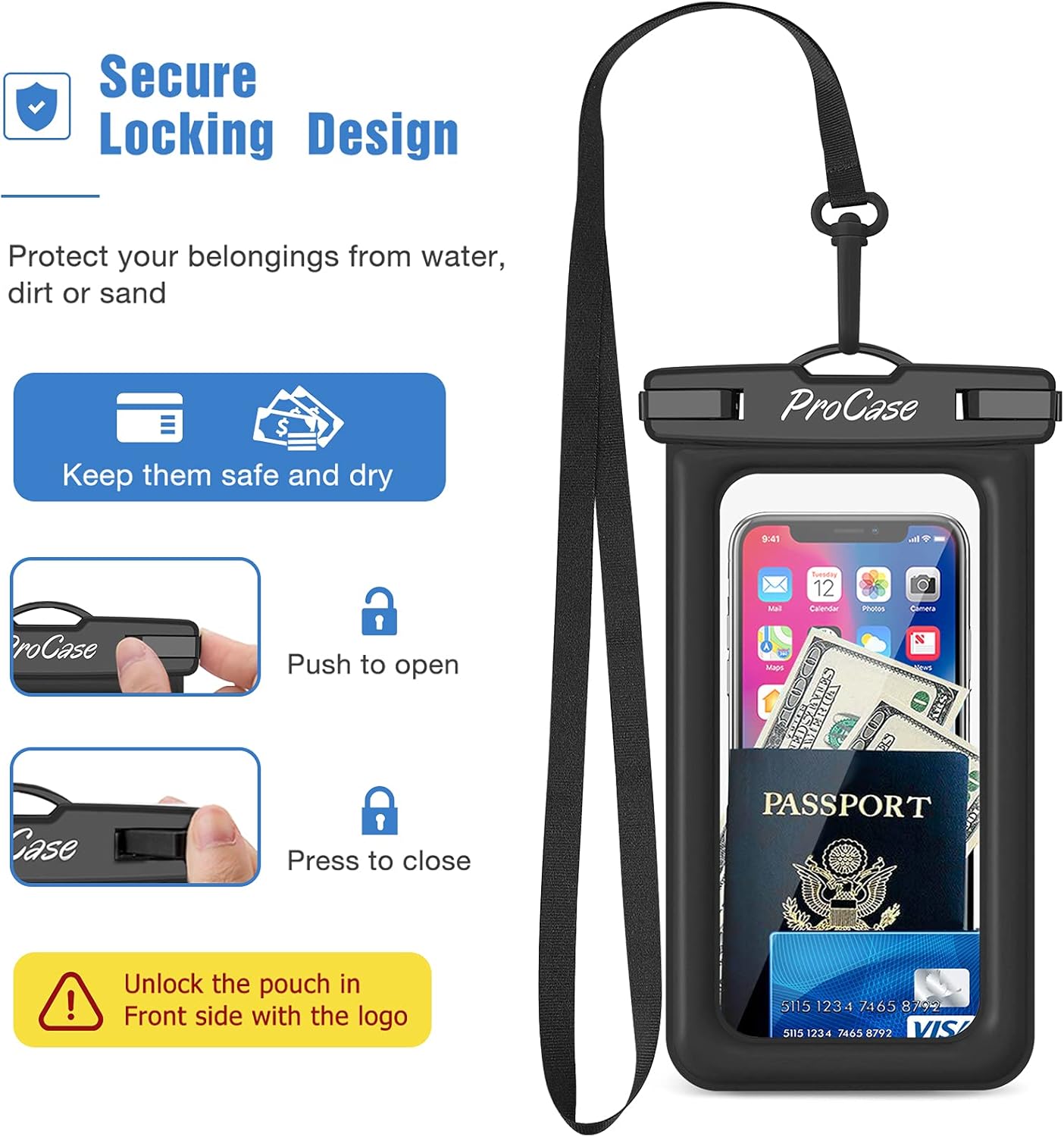 ProCase Floating Waterproof Phone Pouch Bundle with 35L Swimming Bubble Safety Float Waterproof Dry Backpack