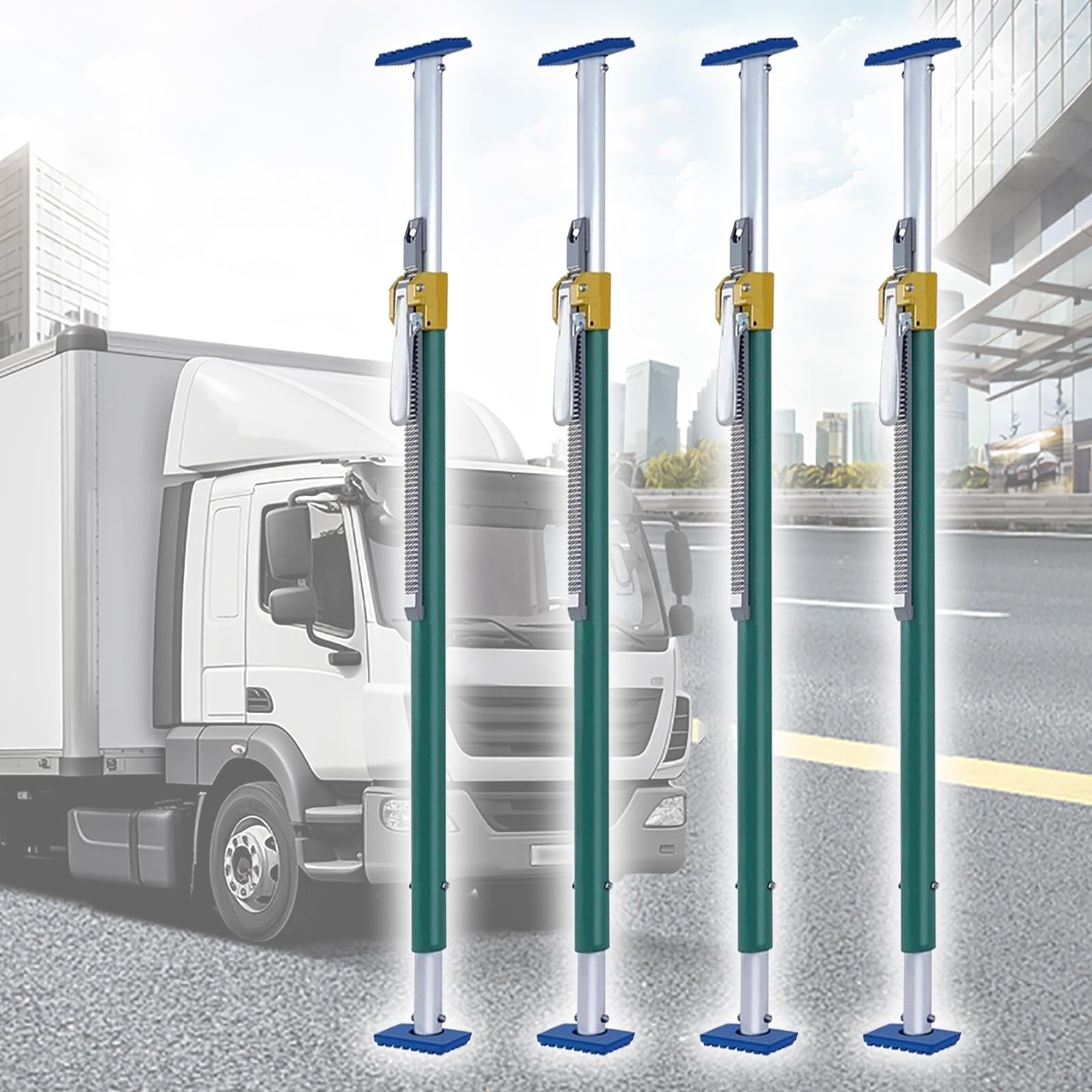 Hochleistungs-Ratschen-Ladungssicherung für LKW-Ladeflächen – Verstellbarer Stahlstabilisator mit rutschfesten Gummipads, einfache Montage, 4 Stück (2,1–2,48 m) zur sicheren Ladungssicherung