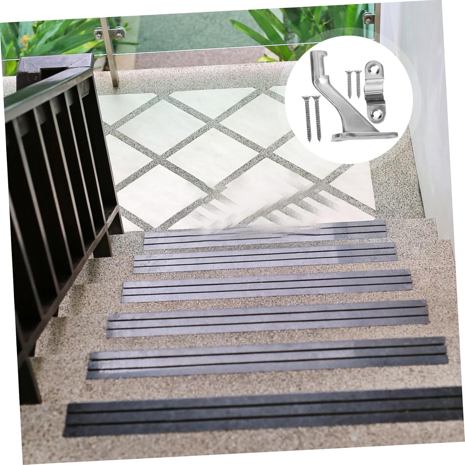 WOONEKY Stainless Steel Stair Rail Bracket Handrail Mounts for Stairs Indoor Railing