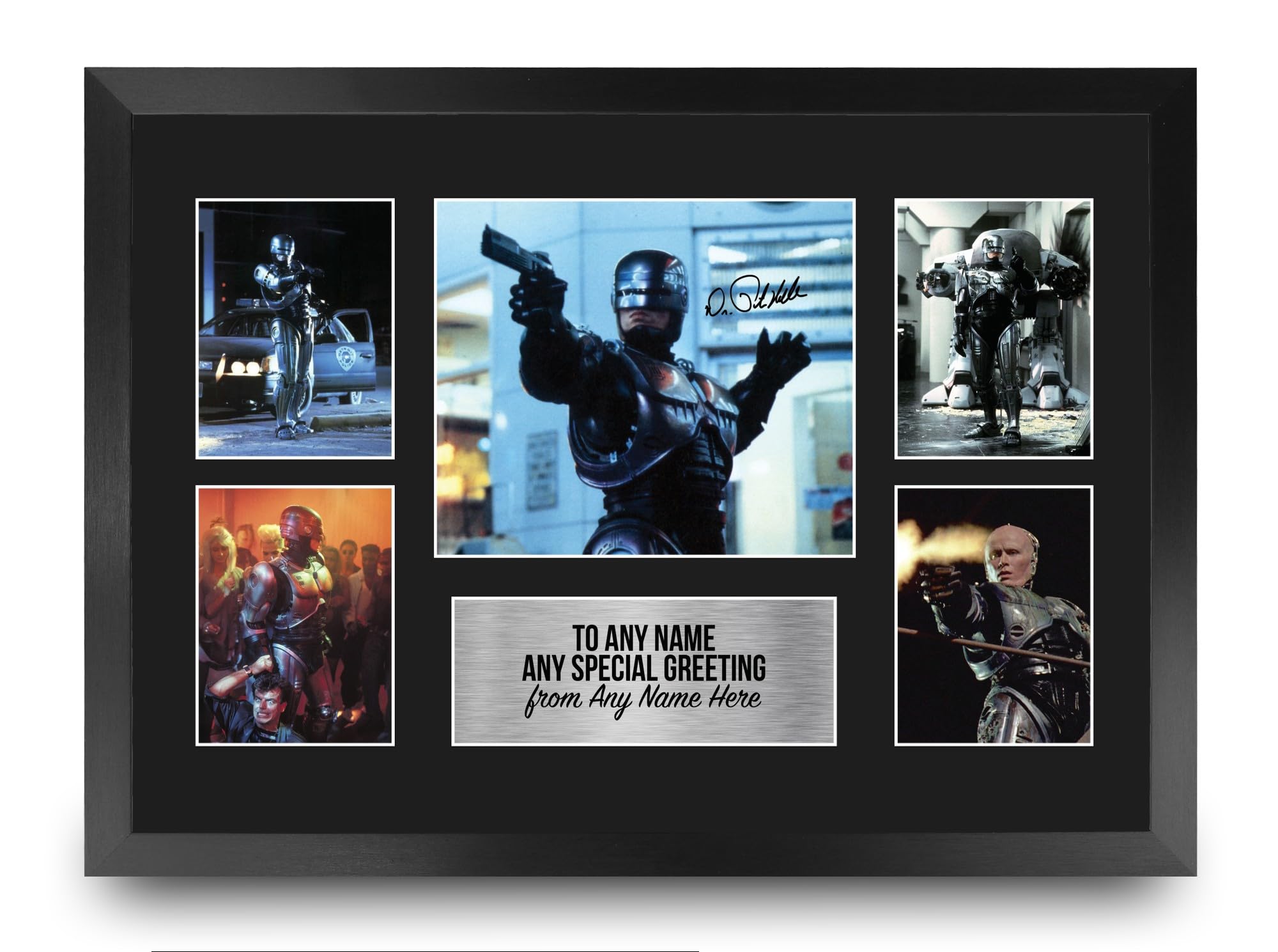 HWC Trading Peter Weller Robocop Personalised Gift - Signed Autograph Picture, Framed A3 Film Photo Display with Custom Name Message for Birthday Christmas Wedding