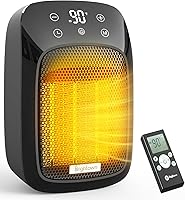 Vista 1 de Brightown Wall Plug-in Heater for Indoor Use, 800W Small Electric Space Heater with Thermostat, Remote Control, Overheat Protection, LED Display