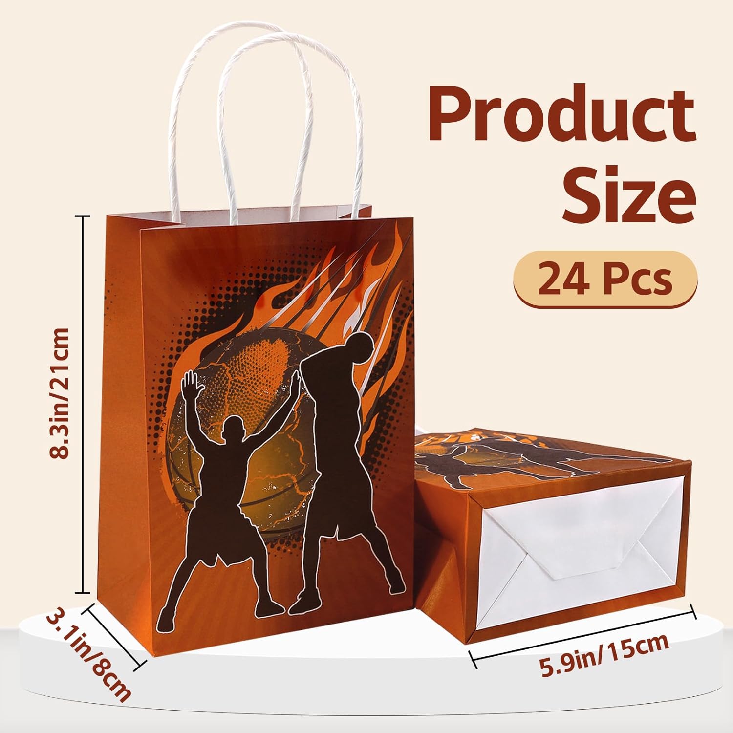 IJRPLM 24 Pcs Basketball Goodie Bags, Gift Bag with Handles, Candy Treat Snack Paper Bag, Basketball Party Favor Bags for Birthday Party Supplies Sports Parties Decoration, Style 2 - Image 2
