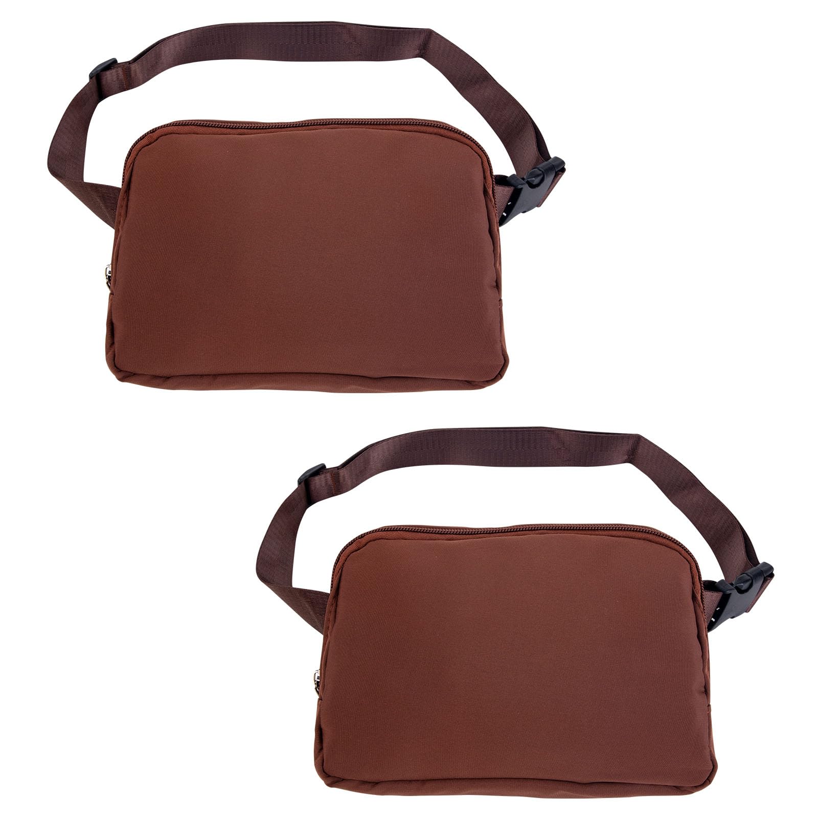 2pcs Women's Waist Bag with Adjustable Straps, Crossbody Running Belt Bag, Hands-Free Pack Gifts for Travel Outdoors Workout Cycling Hiking to Girls Women Men Unisex - Brown