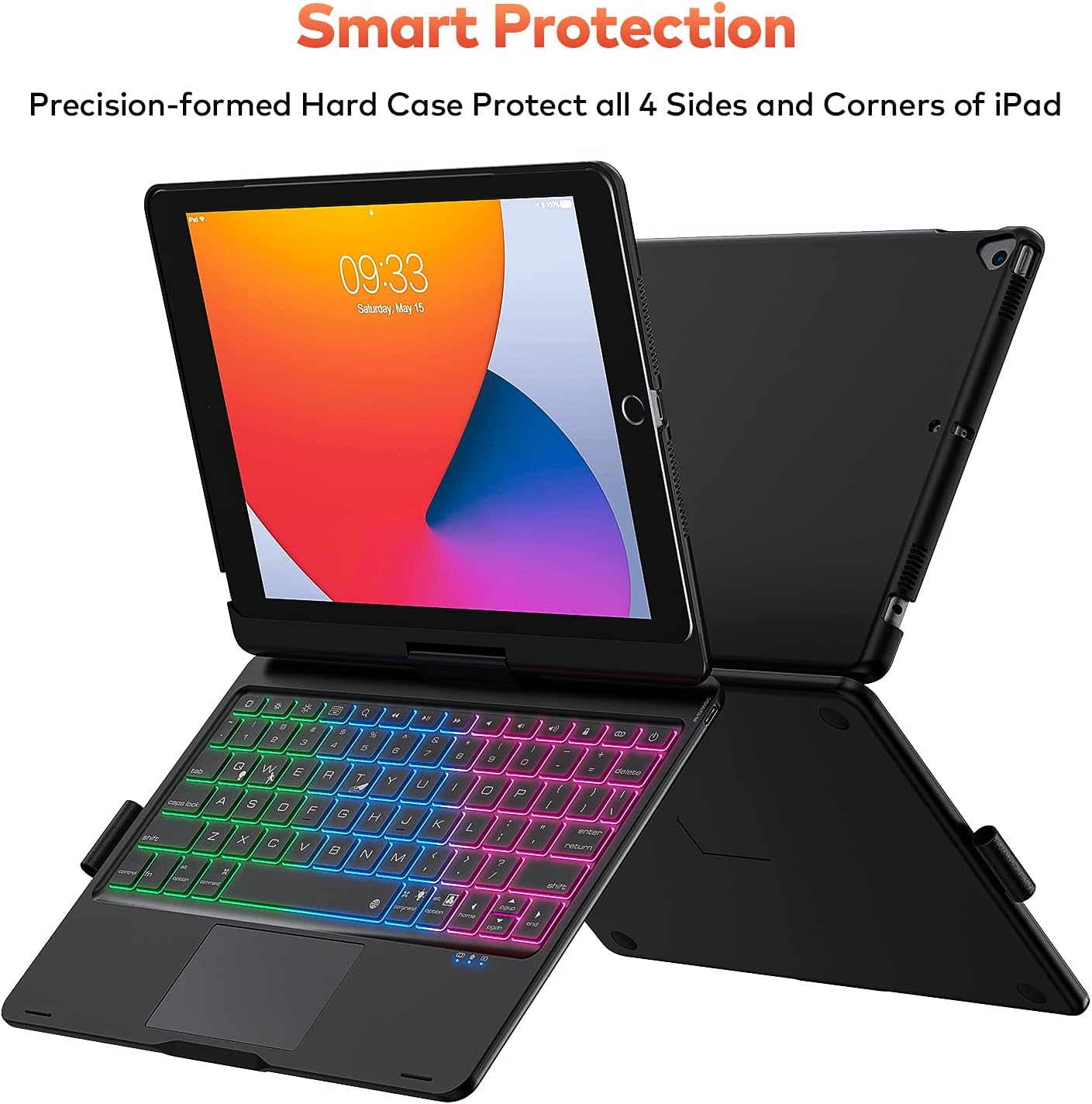 Keyboard Case Compatible with iPad 10.2 2021 9th /8th/7th Generation & iPad Pro 10.5 inch & iPad Air 3rd Gen - Wireless Backlight Keyboard with TouchPad for iPad 10.2/10.5