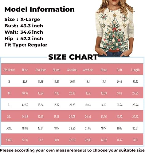 Miniatura 9 de Camisas de manga 34 para mujer, estilo bohemio, estampado, cuello redondo, casuales, básicas, blusas holgadas