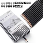 12pcs Set de crayons de dessin d'artiste professionnel, Graphite Dessin de crayons (14B 12B 10B 8B 6B 4B 2B B HB H 2H 4H) pour croquis, ombrage, illustration, dessin architectural & Beaux-arts