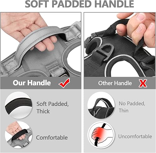 Miniatura 7 de PoyPet Arnés para perro sin tirones, chaleco reflectante sin estrangulamiento, arnés ajustable para mascotas con 2 accesorios para correa con mango