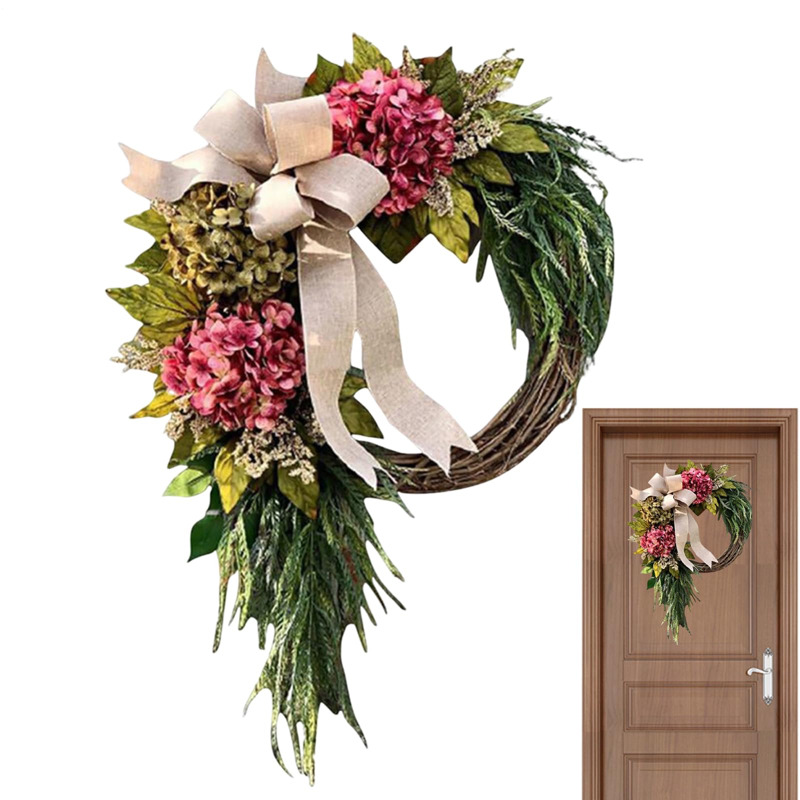 Couronne florale de porte 40 cm pour décoration chic de ferme