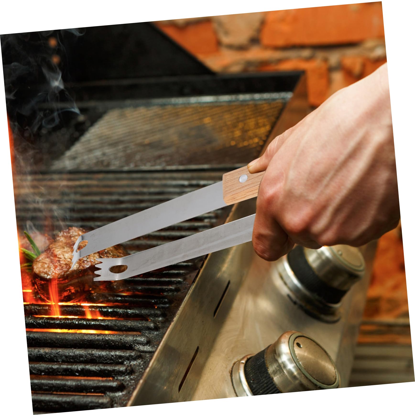 Set Utensili Barbecue 1 Pezzo in Acciaio Inox, Pinza e Forchetta