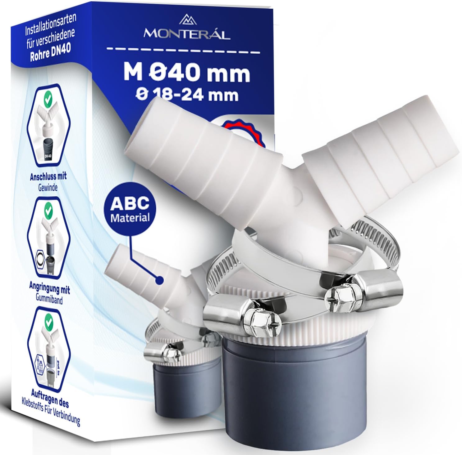 Universal Abfluss Adapter 1 1/4 Zoll - Für Waschmaschine, Geschirrspüler & Trockner