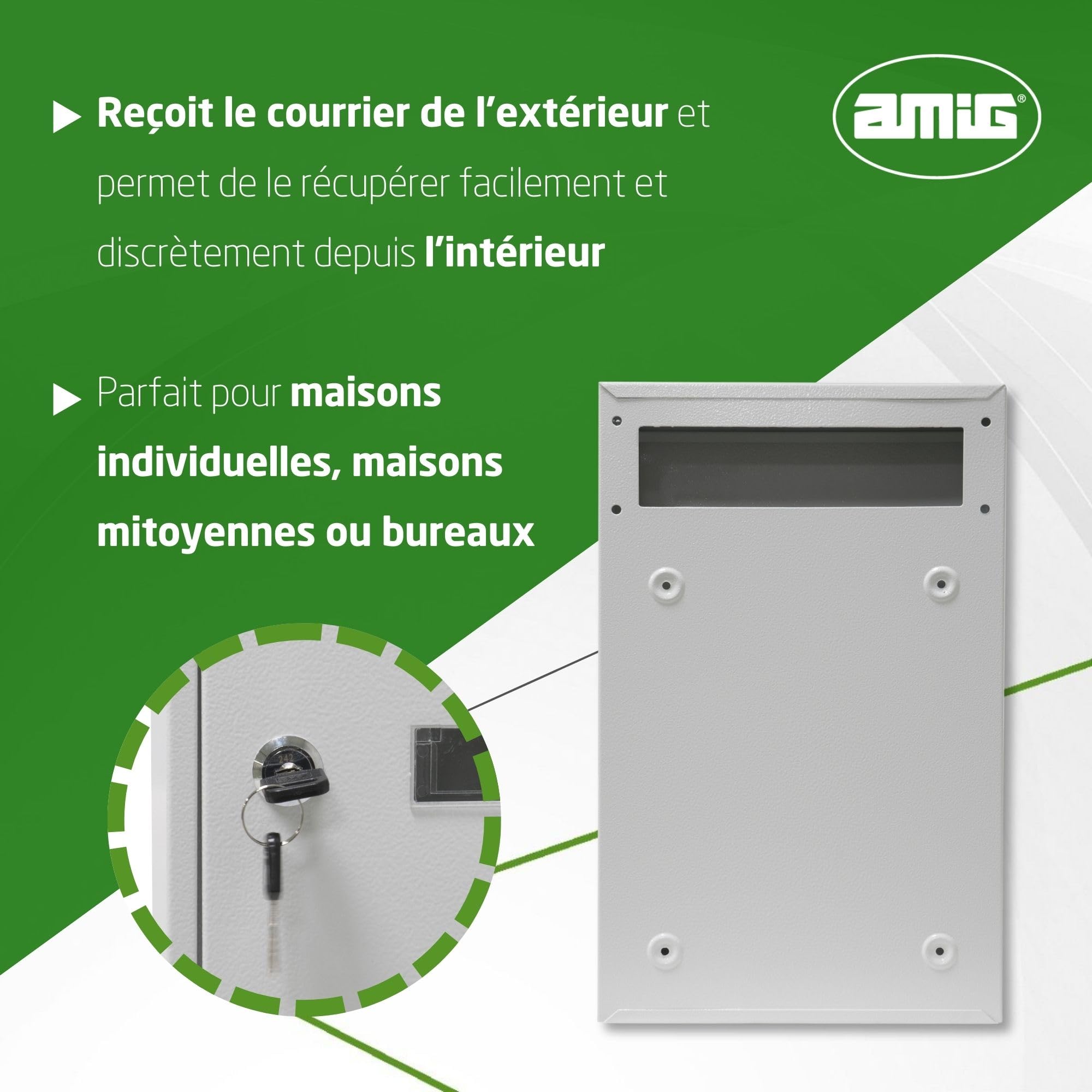 Amig - Collecteur de Lettres en Acier - Boîte aux Lettres Murale extérieure pour courrier - Design résistant et sécurisé - 360 x 260 x 80 mm - Acier - Finition Noire