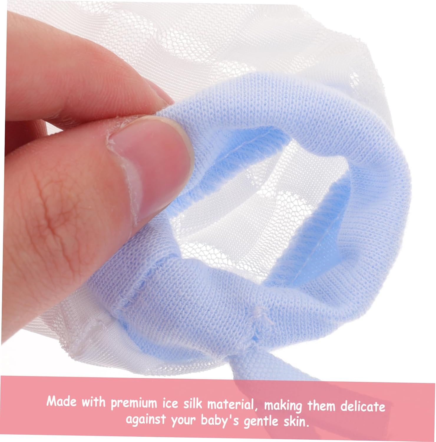 2pairs Breathable Ice Silk Mittens Adjustable -scratch Boy Girl Gloves for Months and Soft Protective Hand Mitts for Newborns