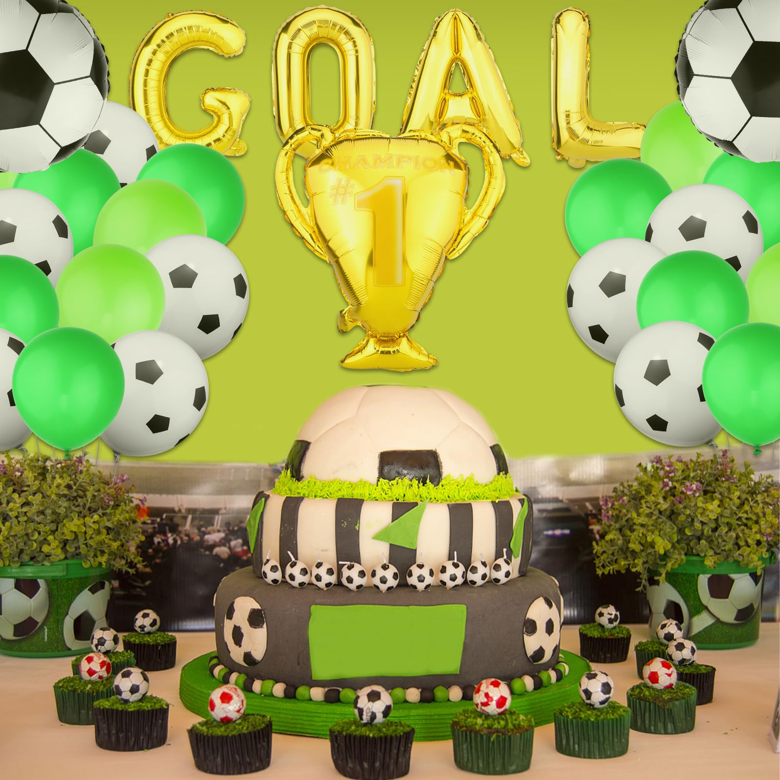 Soccer Balloons Soccer Party Decorations GOAL Trophy Balloons for Mens Boys Soccer Birthday Party Sports Theme Party Football Theme Party Supplies