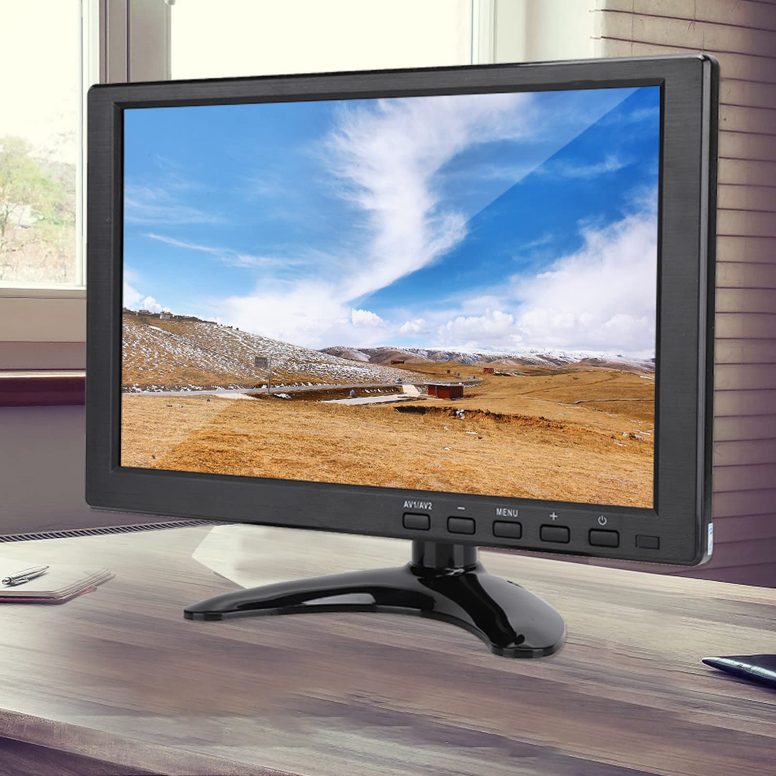 Bewinner Moniteur LCD TFT Universel 10,1 Pouces 1280x800 16:10 Prise en du Moniteur HD Entrée HDMI VGA AV pour Le Bureau à Domicile pour la Surveillance CCTV Audio Vidéo de