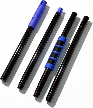 4-Section Mop & Broom Handle, 57 Inch/145cm Heavy Duty Pole with EVA Foam Soft Grip, Standard American Threading, Universal Replacement Handle for Most Mop and Broom Heads Black+Blue
