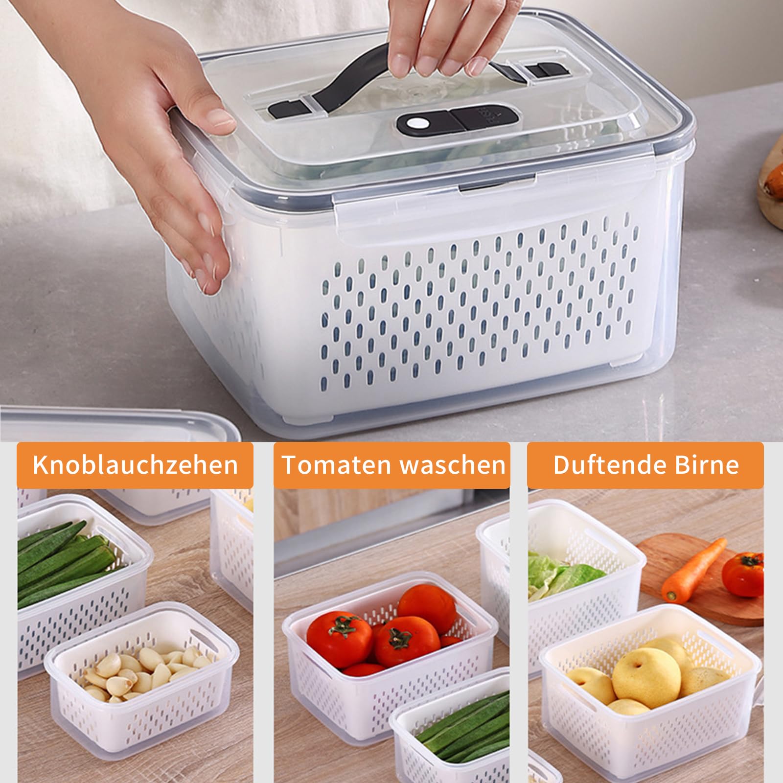 Luxear Frischhaltedosen Obst Gemüse mit Deckel, Vorratsdosen