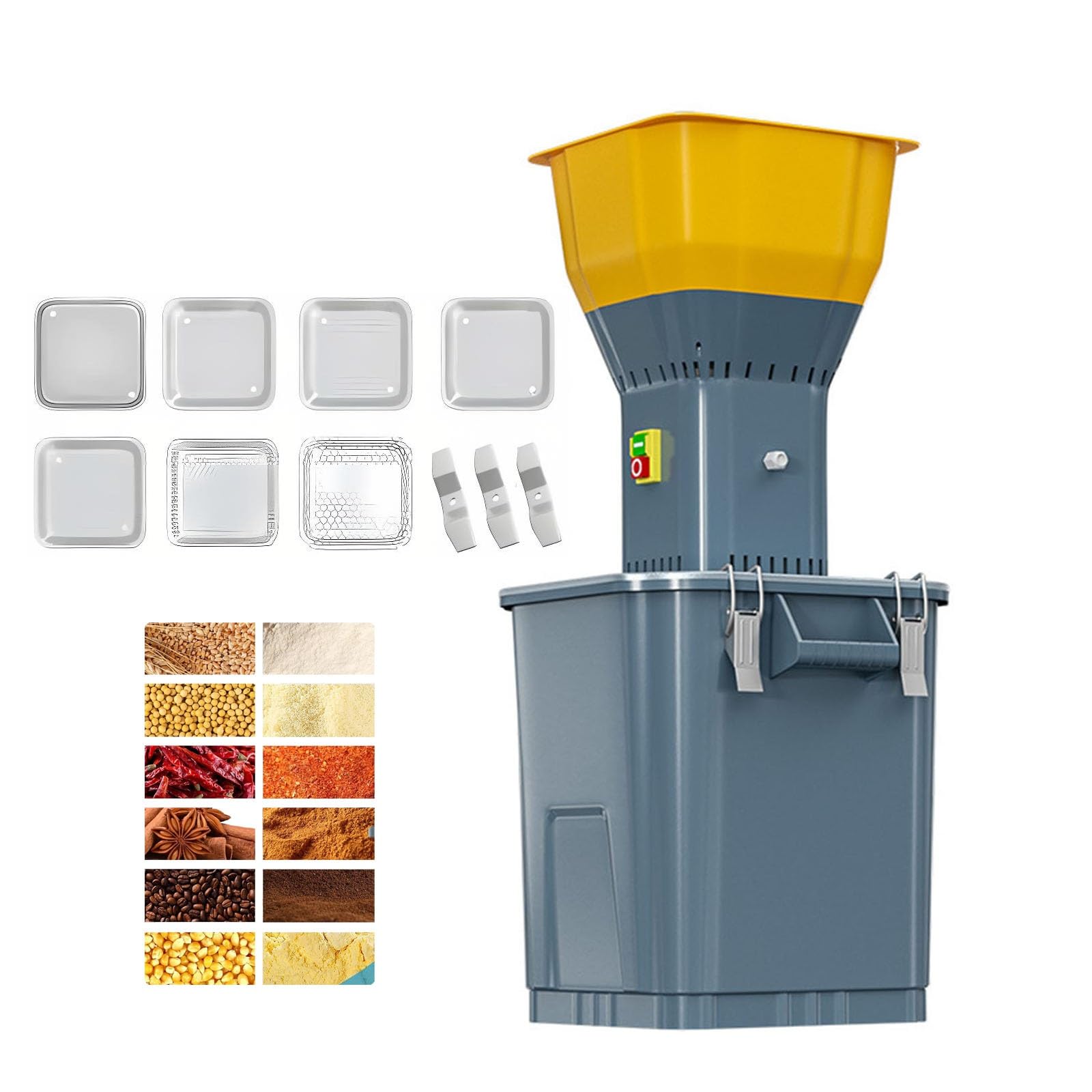 Macinatore 30L/45L per Mais, Grano, Riso e Miglio, 7 Setacci, Lame Acciaio 304, Alta Potenza(45L)