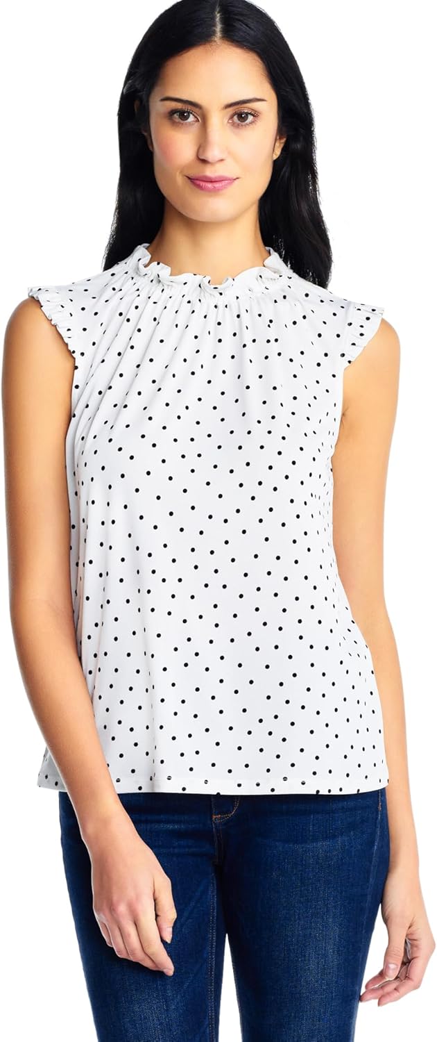 Adrianna Papell Womens Ruffle Mock Neck Tank - Image 3