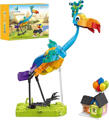 ENJBRICK Kevin Bird Up - Juego de construcción de casa para adultos, lindo juego de juguetes de construcción de animales de película para niñas y