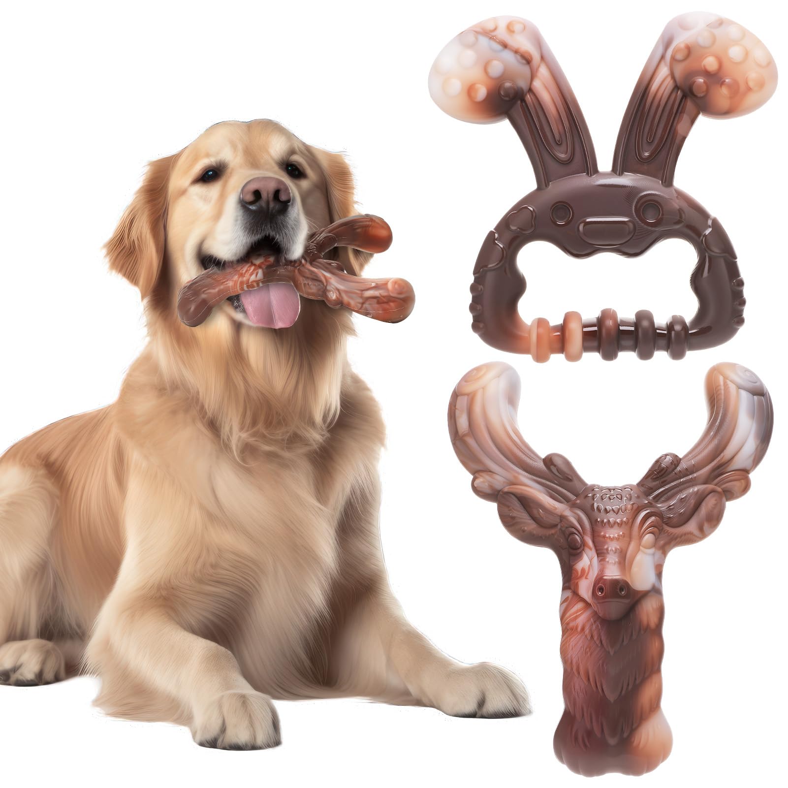 GSrenyu 2Pcs Indestructible Dog Chew Toy for Aggressive Chewers, Beef-flavored Nylon Clean Teeth and Relieve Boredom for Small, Medium, Large Dogs — image 1