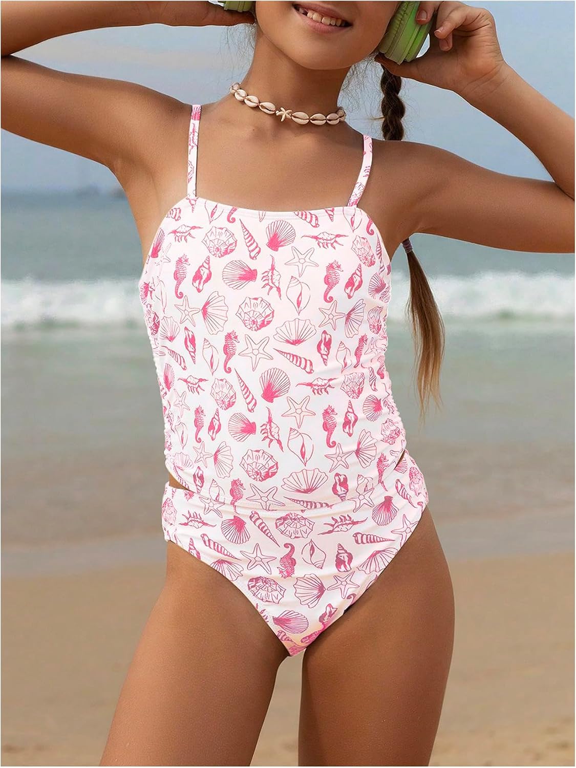 SHENHE Girl's 2 Piece Ruffle Waffle Swimsuit Bathing Suit Bikini Sets