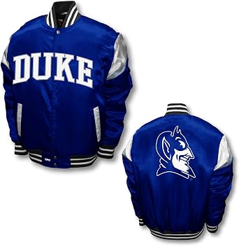 2Bhip NCAA Duke Blue Devils Adult Mens College Blue Lightweight Satin Bomber Varsity Jacket Fall Coat Jackets