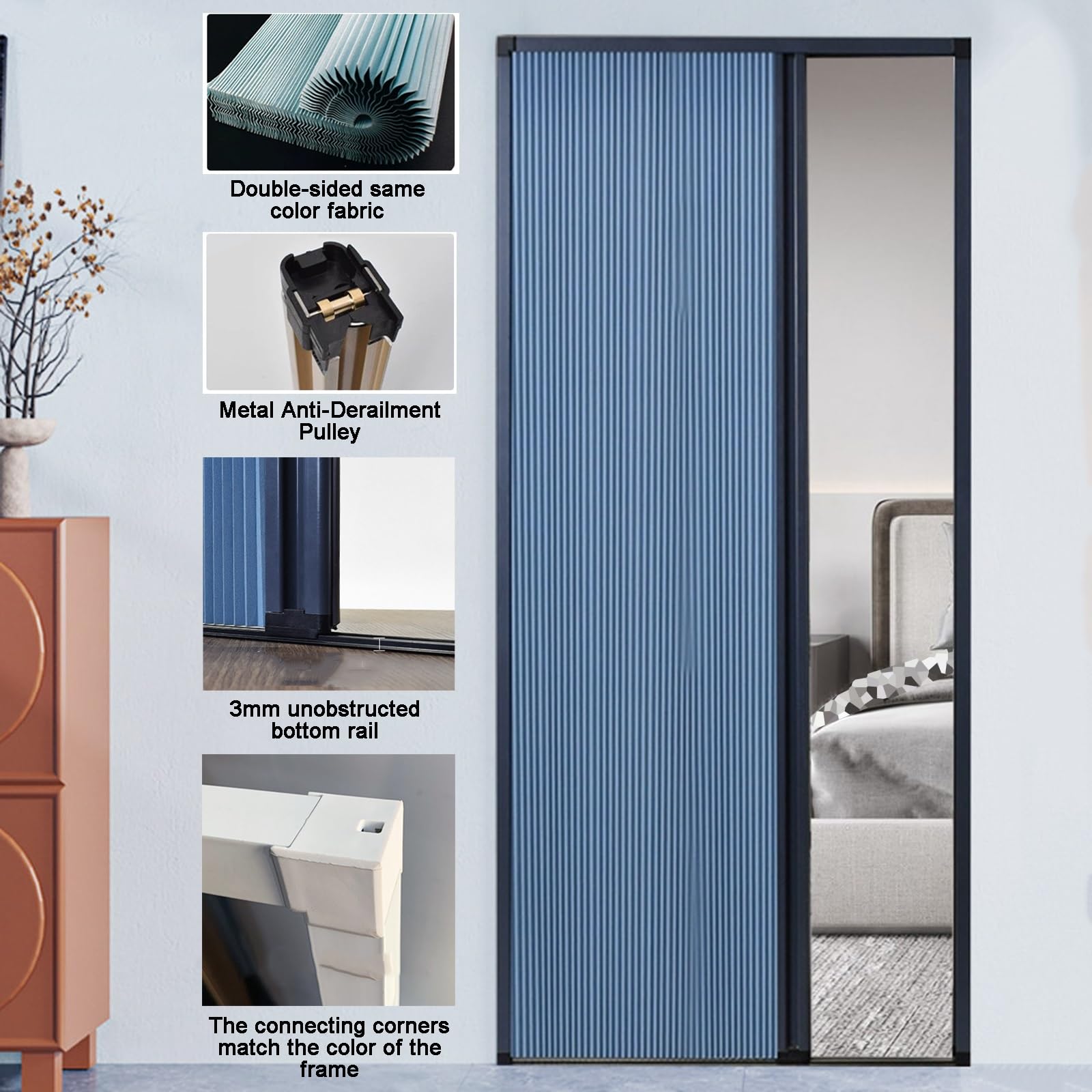 WIGING Sin Necesidad De Taladrar Puerta Plegable Interior Riel Inferior Tabique Impermeable Puerta Alveolar Puerta Plegable para Dormitorio, Baño, Patio, Cocina, Caravana, Sótano, Oficina