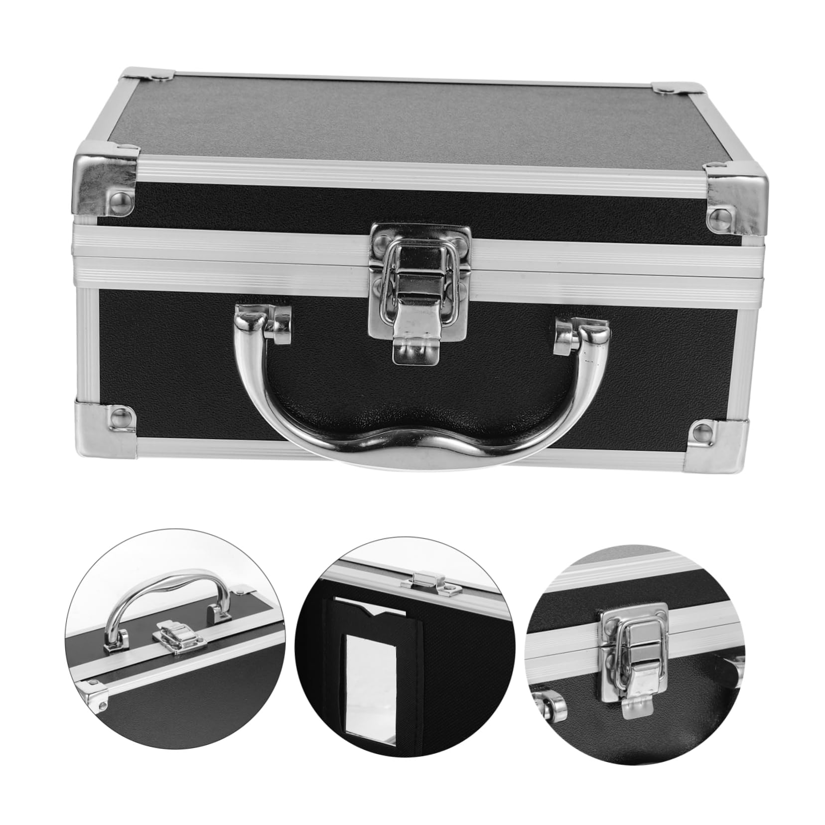 Beaupretty Schminkkoffer Aluminiumlegierung Kosmetikkoffer Organizer mit Praktischem Handles Design Tragbarer Kosmetik Organizer Etui für Reisen und Aufbewahrung Schwarzer Kosmetikbox