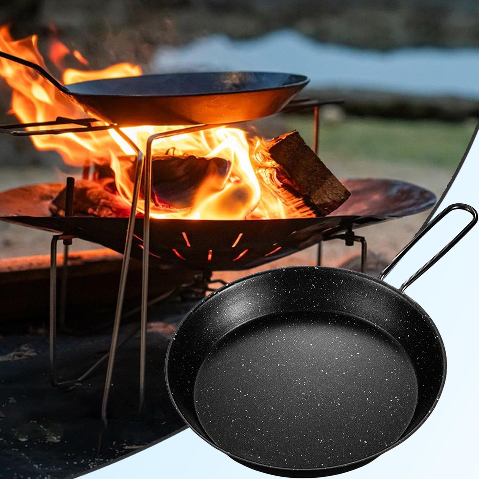 Poêle à frire de camping - Compacte - 20 cm - Anti-adhésive - Avec poignée pliante - Pour cuisinière, cuisine, , pique-nique et extérieur