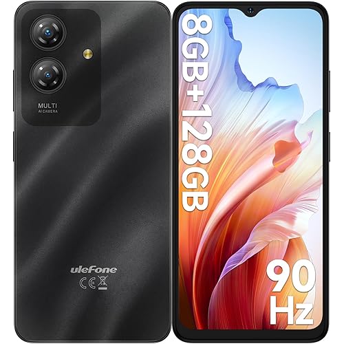 Ulefone Note 21 Cell Phone 2025 Android 14 8GB + 128GB/1TB SD, Octa Core 6.56" HD+ 2.5D 90Hz, 13P + 8MP Camera 5000mAh Smartphone, 4G Dual SIM Fingerprint + Face ID GPS OTG Phones Unlocked- Black