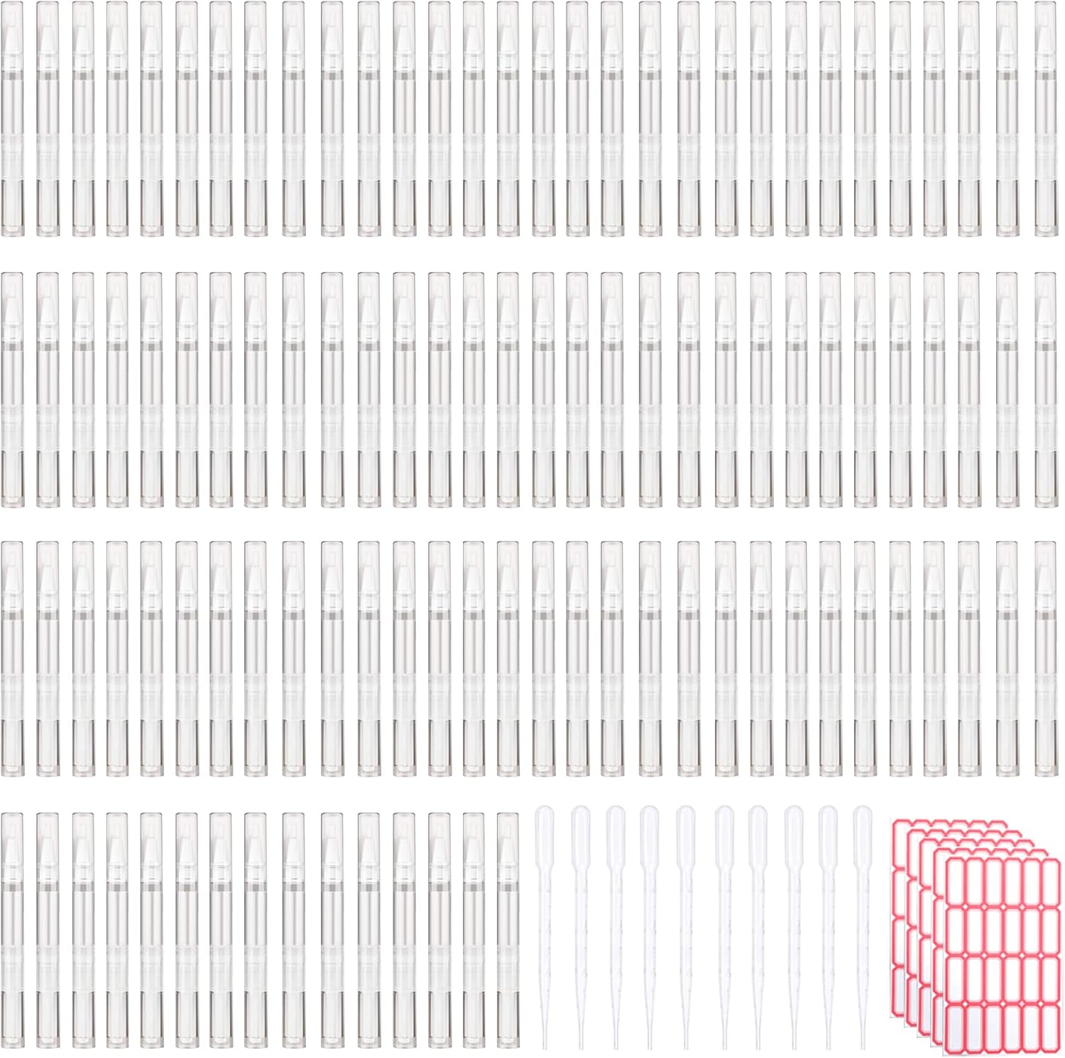 110 Pcs 3 ml Empty Cuticle Oil Pen Transparent Twist Pen Empty Nail Oil Pen with Brush Tip Cosmetic Container Applicator for Homemade Nail Oil, Lip Gloss, Eyelash Growth Liquid, White