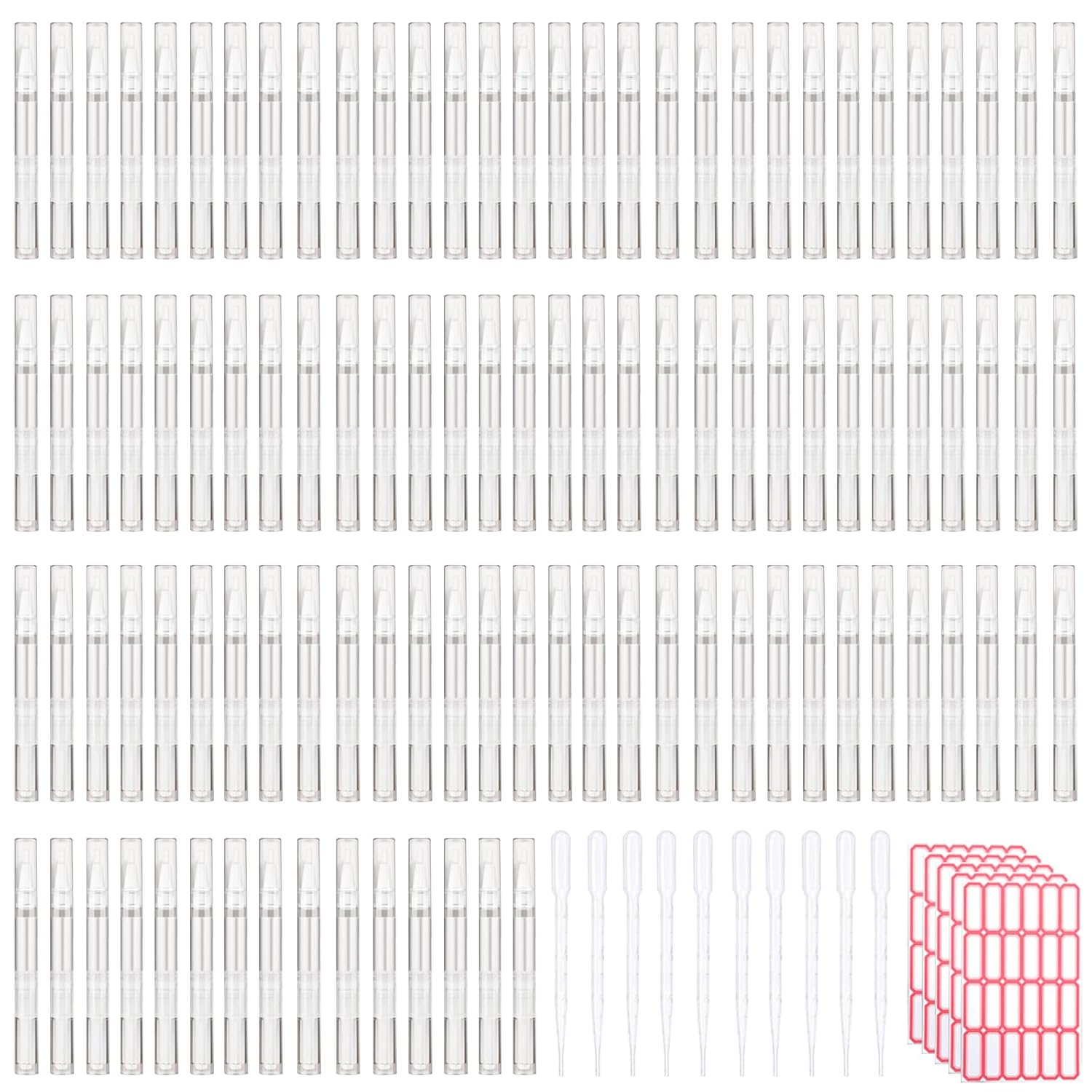 Olutacot 110 Pcs 3 ml Empty Cuticle Oil Pen Transparent Twist Pen Empty Nail Oil Pen with Brush