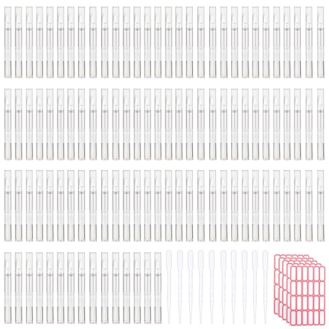 Olutacot 110 Pcs 3 ml Empty Cuticle Oil Pen Transparent Twist Pen Empty Nail Oil Pen with Brush